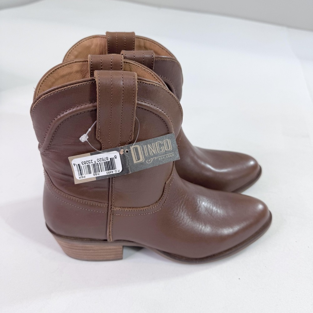Dingo Boots Womens Size 8 Brown Leather Ankle Western Low Heel DI 825 Booties